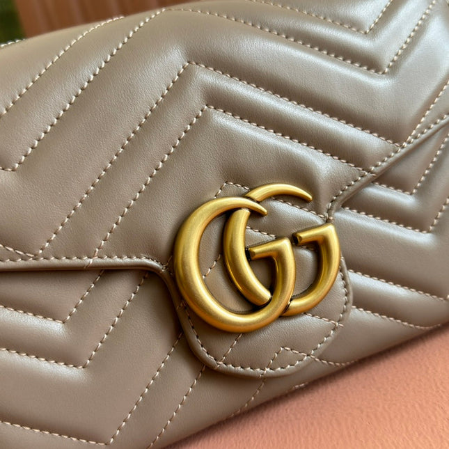MARMONT SMALL SHOULDER BAG 20 IN LIGHT FAWN BEIGE LAMBSKIN GOLD HARDWARE
