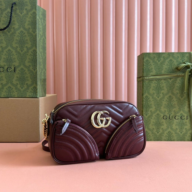 MARMONT SMALL SHOULDER BAG 24 IN WINE RED CALFSKIN GOLD HARDWARE