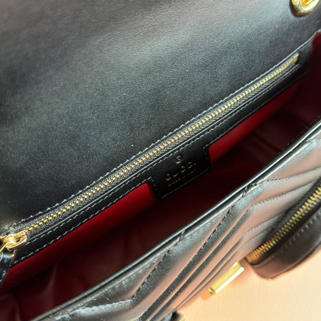 MARMONT SMALL MULTI-POCKET BAG 25 IN BLACK CALFSKIN GOLD HARDWARE