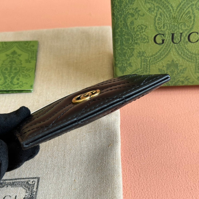 MARMONT QUILTED CARD HOLDER 10 IN BLACK CALFSKIN