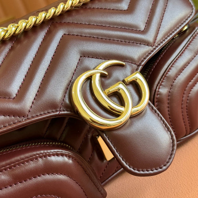 MARMONT SMALL MULTI-POCKET BAG 25 IN CURRANT RED CALFSKIN GOLD HARDWARE