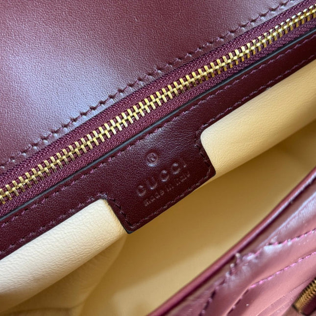 MARMONT SMALL MULTI-POCKET BAG 25 IN CURRANT RED CALFSKIN GOLD HARDWARE