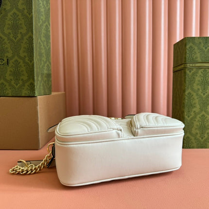 MARMONT SMALL SHOULDER BAG 24 IN WHITE CALFSKIN GOLD HARDWARE