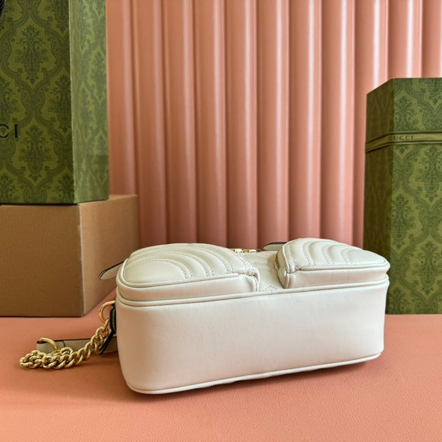 MARMONT SMALL SHOULDER BAG 24 IN WHITE CALFSKIN GOLD HARDWARE