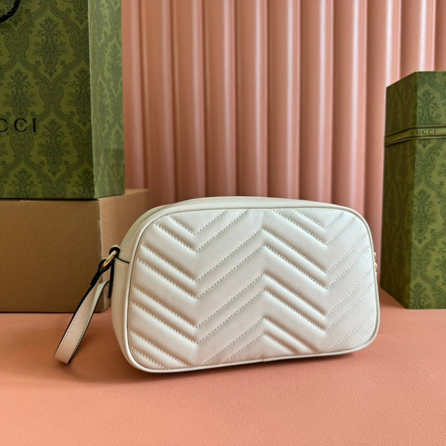 MARMONT SMALL SHOULDER BAG 24 IN WHITE CALFSKIN GOLD HARDWARE
