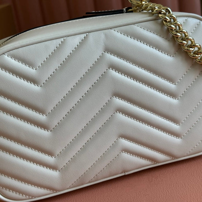 MARMONT SMALL SHOULDER BAG 24 IN WHITE CALFSKIN GOLD HARDWARE