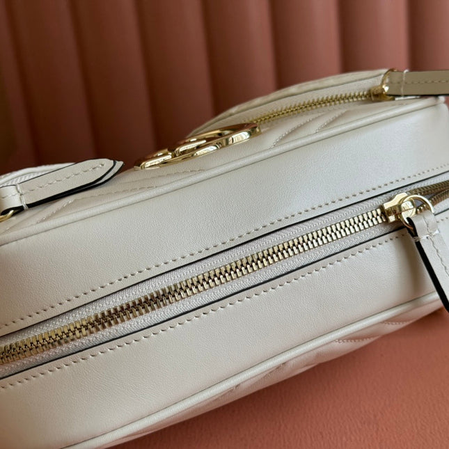 MARMONT SMALL SHOULDER BAG 24 IN WHITE CALFSKIN GOLD HARDWARE