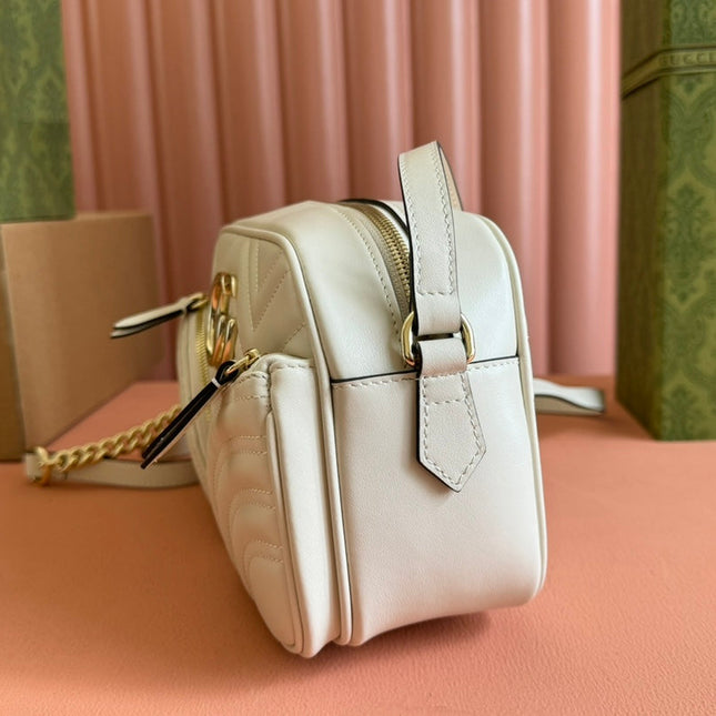 MARMONT SMALL SHOULDER BAG 24 IN WHITE CALFSKIN GOLD HARDWARE