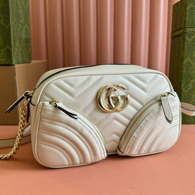 MARMONT SMALL SHOULDER BAG 24 IN WHITE CALFSKIN GOLD HARDWARE