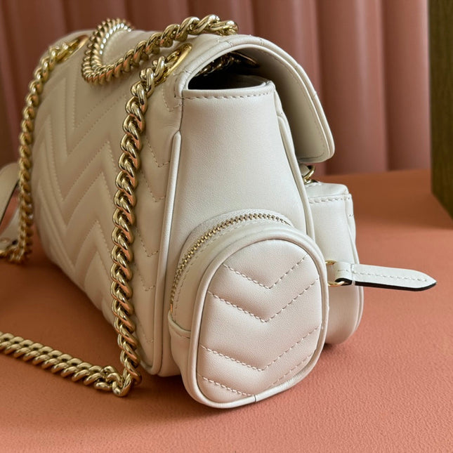 MARMONT SMALL MULTI-POCKET BAG 25 IN WHITE CALFSKIN GOLD HARDWARE