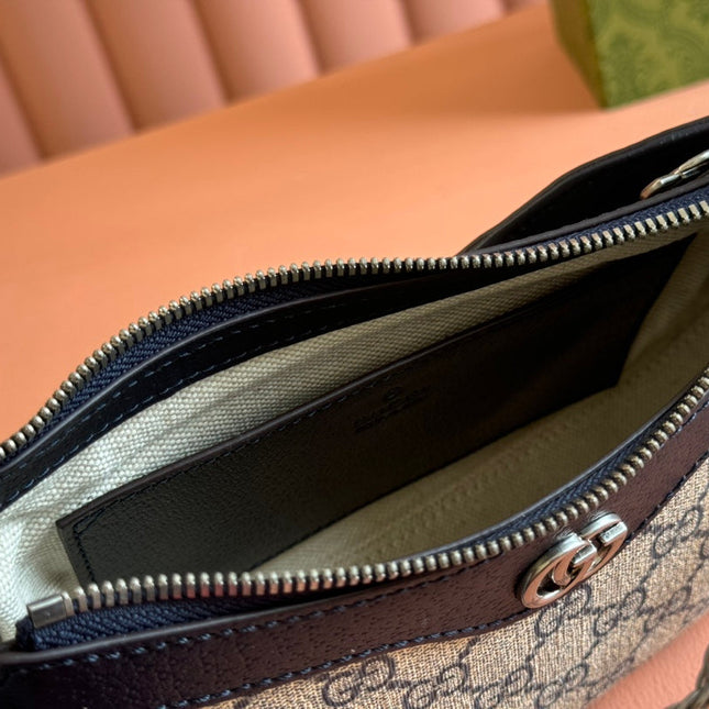 OPHIDIA SHOULDER BAG 25 IN GREY EBONY CANVAS AND BLACK LAMBSKIN SILVER HARDWARE