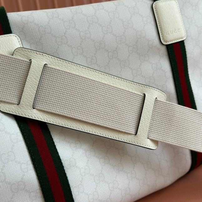 MEDIUM DUFFLE BAG WITH WEB 47 IN WHITE SOFT GG CALFSKIN