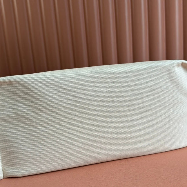 TOTE BAG PRINTED LOGO 41.5 IN BROWN CALFSKIN OFF WHITE CANVAS