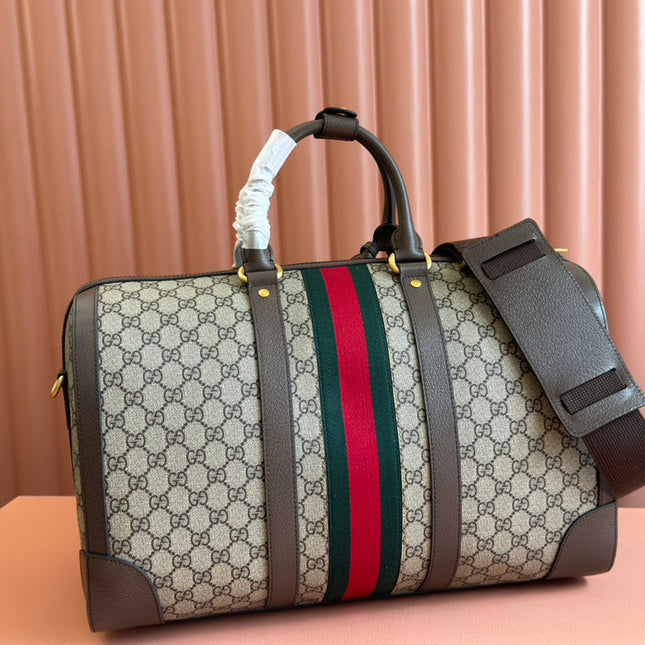 SAVOY MEDIUM DUFFLE BAG 44 IN BEIGE AND EBONY GG SUPREME CANVAS