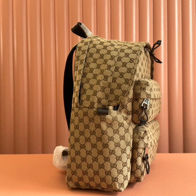 MEDIUM BACKPACK 40 IN BEGE AND EBONY CANVAS