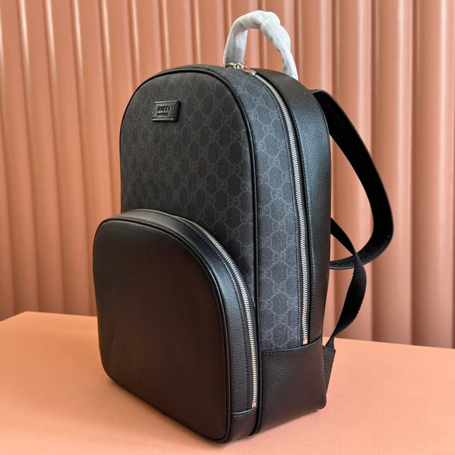 MEDIUM GG BACKPACK 40 IN DARK GREY AND BLACK CALFSKIN