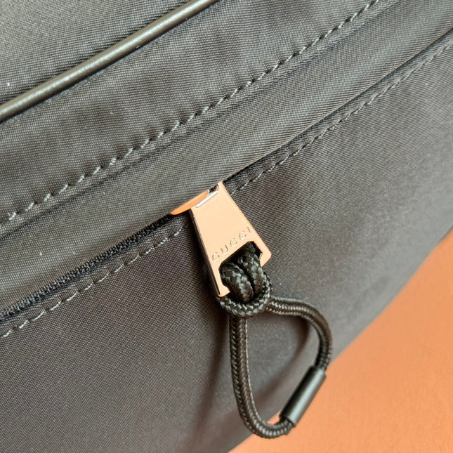 LARGE BELT BAG 32 IN BLACK CANVAS GREEN AND RED WEB DETAIL