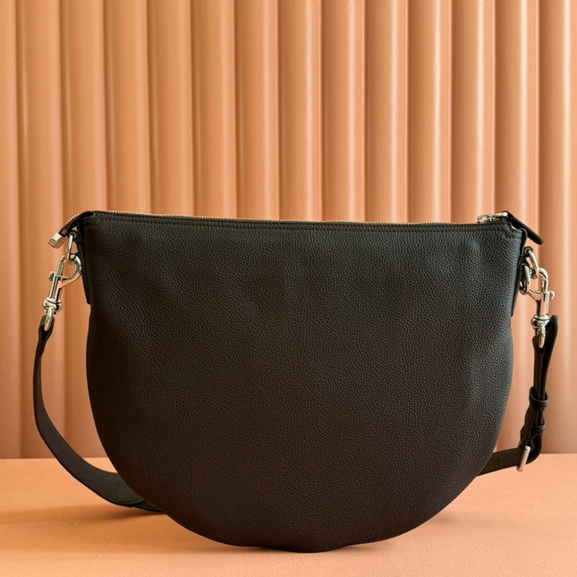 BODY SHOULDER BAG 40 IN DARK BROWN CALFSKIN SILVER HARDWARE