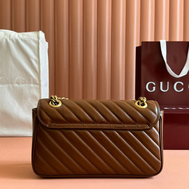 MARMONT MEDIUM SHOULDER BAG  26 IN BROWN MATELASSE CHEVRON LAMBSKIN