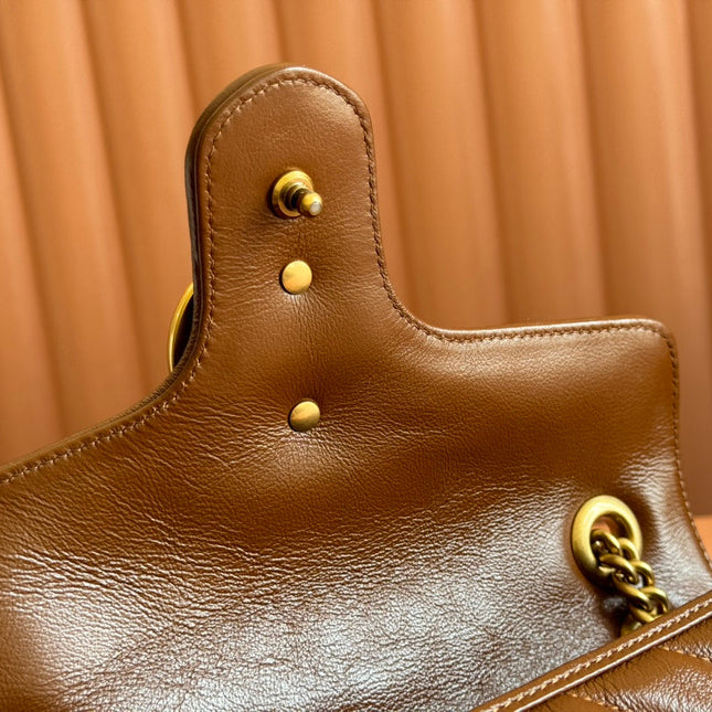 MARMONT MEDIUM SHOULDER BAG  26 IN BROWN MATELASSE CHEVRON LAMBSKIN