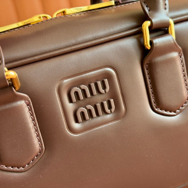 ARCADIE BAG 27 IN COPPER BROWN SHINY CALFSKIN