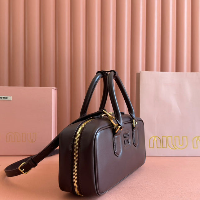 ARCADIE BAG 27 IN COPPER BROWN SHINY CALFSKIN