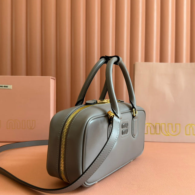 ARCADIE BAG 27 IN DARK GREY SHINY CALFSKIN