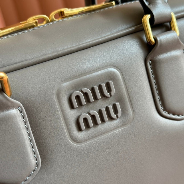 ARCADIE BAG 27 IN DARK GREY SHINY CALFSKIN