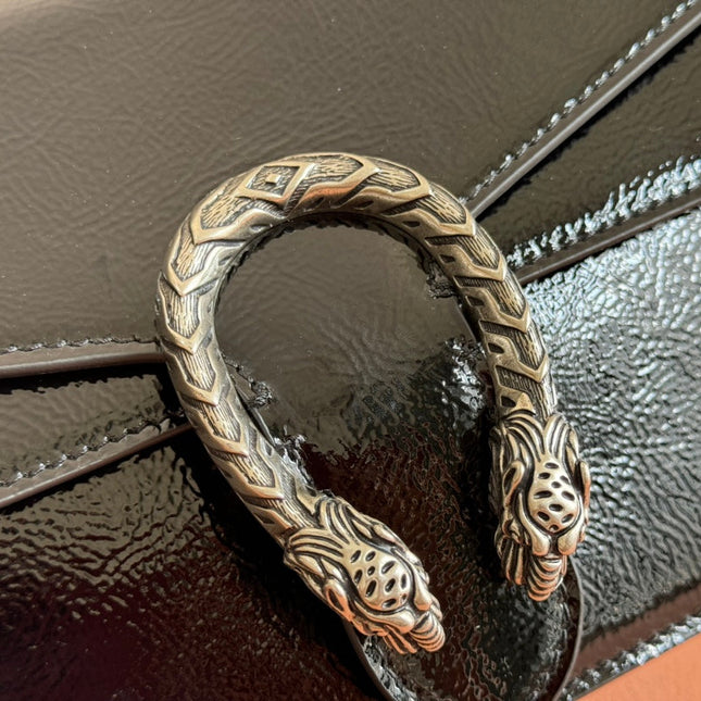 DIONYSUS MEDIUM SHOULDER BAG 22 IN BLACK GG GLOSSY LAMBSKIN