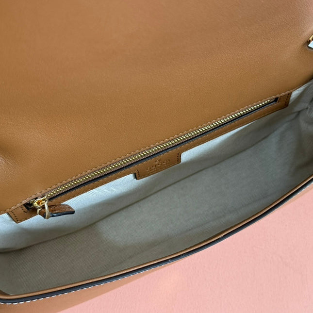 BLONDIE LARGE TOP HANDLE BAG 32 IN BROWN CALFSKIN