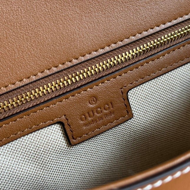 BLONDIE LARGE TOP HANDLE BAG 32 IN BROWN CALFSKIN