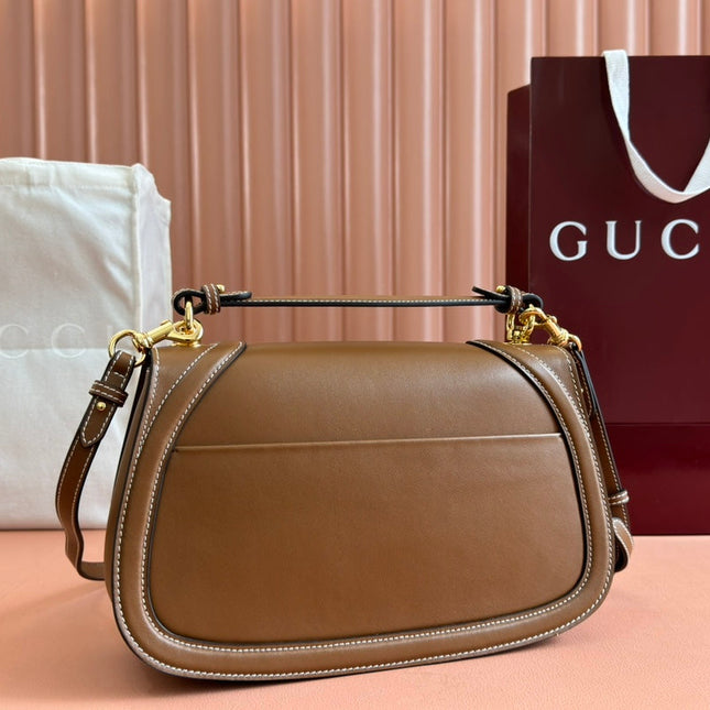 BLONDIE LARGE TOP HANDLE BAG 32 IN BROWN CALFSKIN