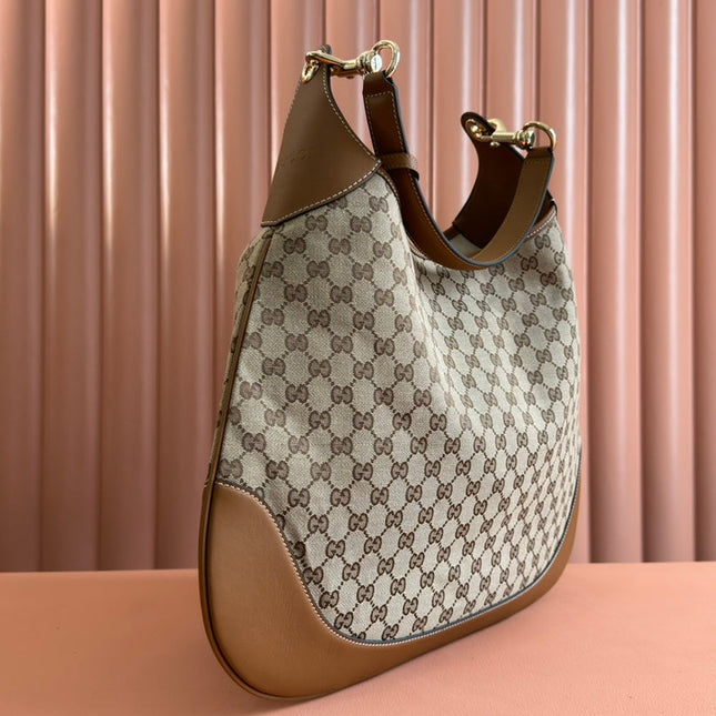 BODY MEDIUM SHOULDER BAD 49 IN BEIGE MONOGRAM CANVAS AND BROWN CALFSKIN GOLD HARDWARE