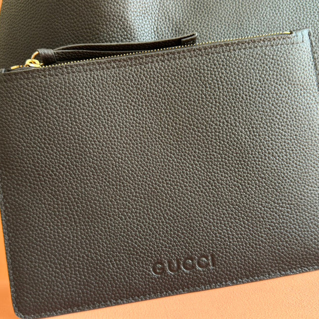 B LARGE SHOULDER BAG 49 IN BLACK SMOOTH LAMBSKIN