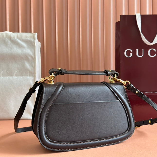 BLONDIE LARGE TOP HANDLE BAG 32 IN DARK BROWN CALFSKIN