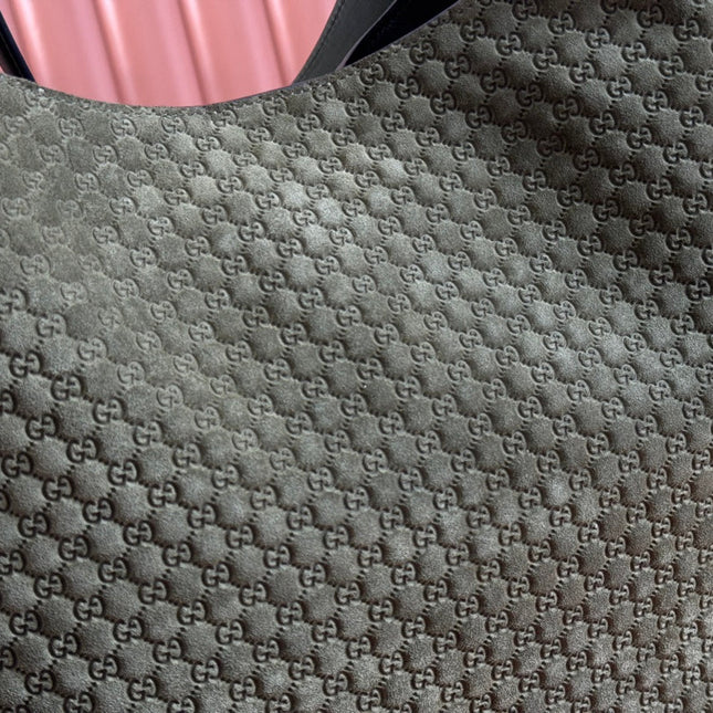 B LARGE SHOULDER BAG 49 IN ARMY GREEN GG EMBOSSED SUEDE