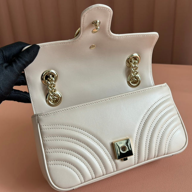 MARMONT MEDIUM SHOUDER BAG 23 IN LIGHT BEIGE CALFSKIN