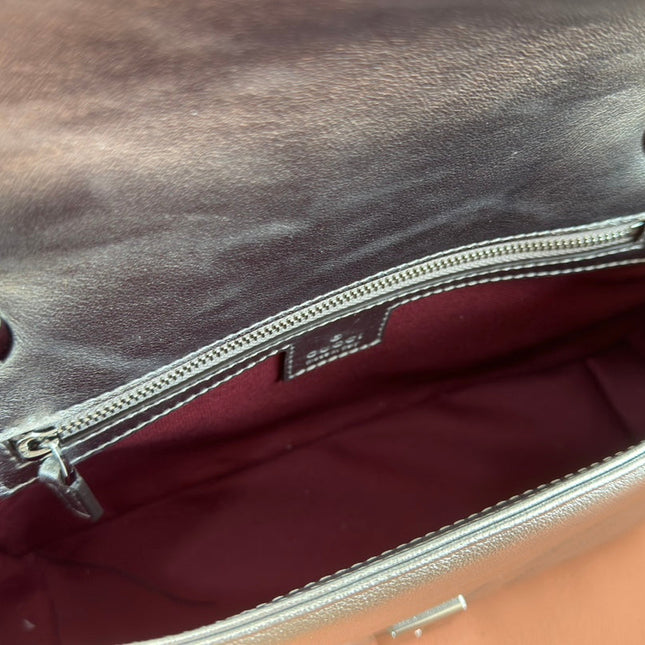 MARMONT MEDIUM SHOUDER BAG 26 IN SILVER PATENT CALFSKIN