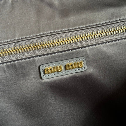 BEAU TOP HANDLE BAG 34 IN DARK GREY SMOOTH CALFSKIN