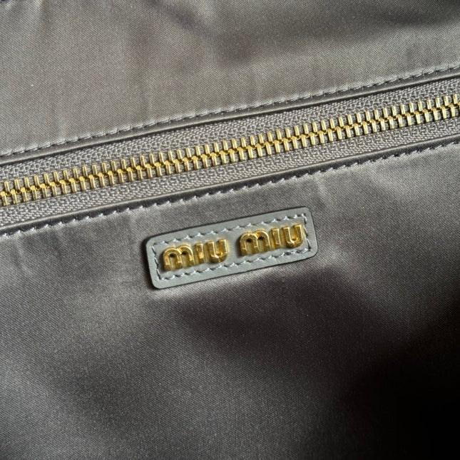 BEAU TOP HANDLE BAG 34 IN DARK GREY SMOOTH CALFSKIN