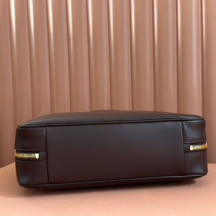 BEAU TOP HANDLE BAG 34 IN CEDAR BROWN SMOOTH CALFSKIN