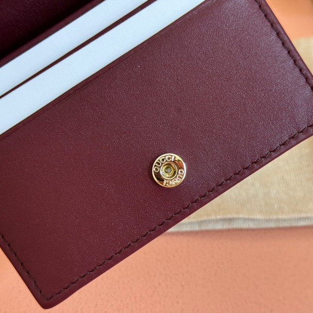 HORSEBIT 1955 CARD CASE WALLET 11 IN BEIGE DARK BROWN NEW GG AND ROSSO ANCORA RED CALFSKIN