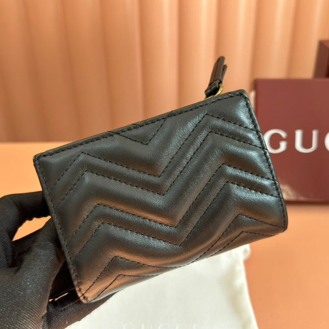 MEDIUM DOUBLE G WALLET 11.5 IN BLACK SMOOTH CALFSKIN