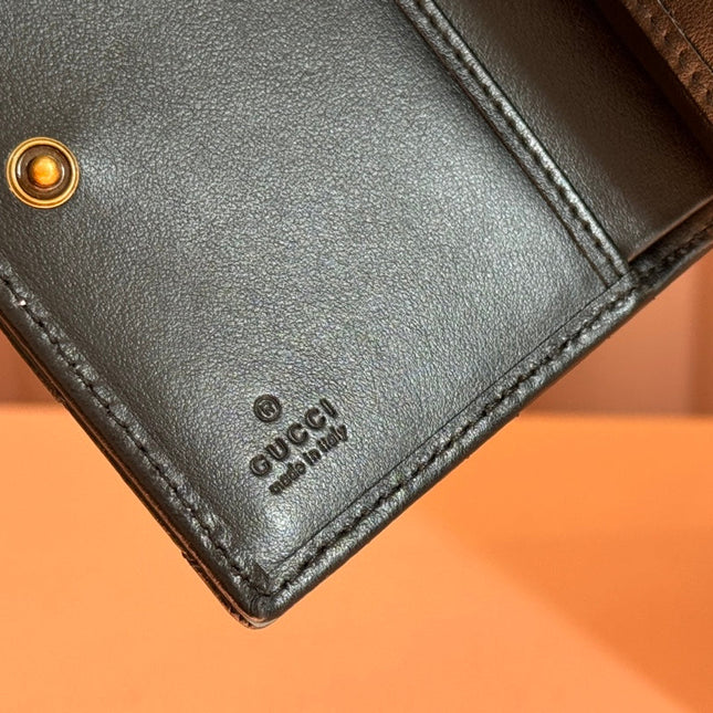 MEDIUM DOUBLE G WALLET 11.5 IN BLACK SMOOTH CALFSKIN