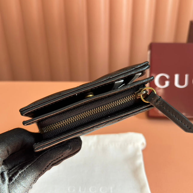 MEDIUM DOUBLE G WALLET 11.5 IN BLACK SMOOTH CALFSKIN