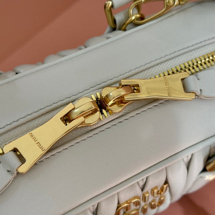 BOWLING BAG 22 IN WHITE LAMBSKIN