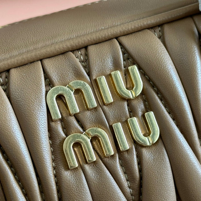 ARCADIE MATELASSÉ BAG 27 IN SEPIA BROWN CALFSKIN GOLD HARDWARE