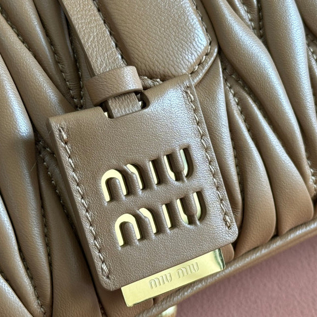 ARCADIE MATELASSÉ BAG 27 IN SEPIA BROWN CALFSKIN GOLD HARDWARE
