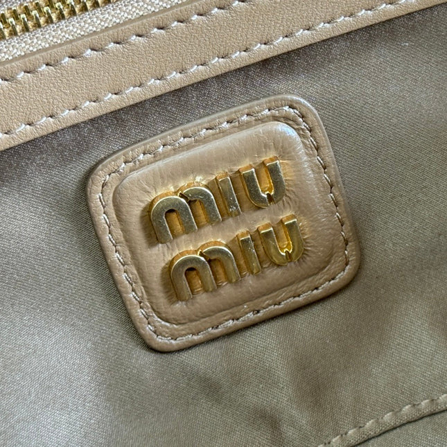 ARCADIE MATELASSÉ BAG 22 IN TAWNY BROWN GLOSSY LAMBSKIN