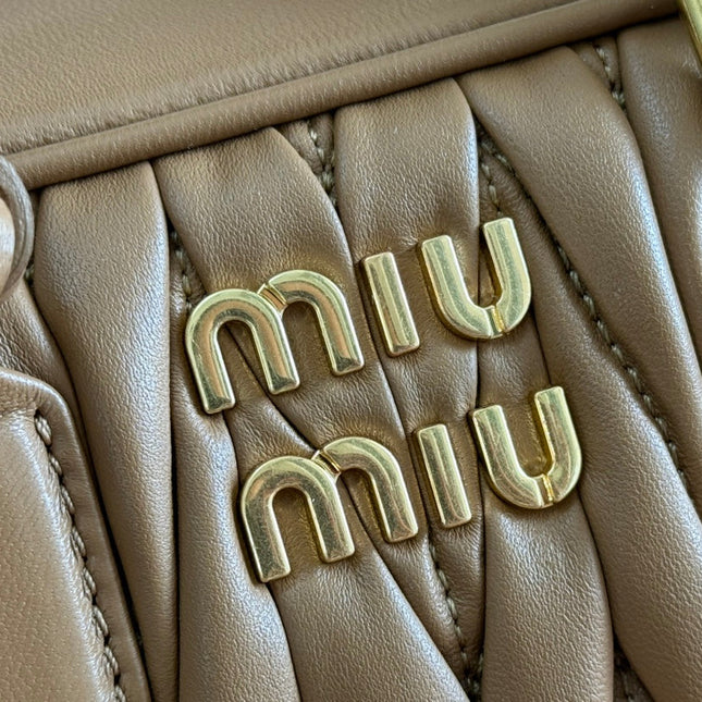 ARCADIE MATELASSÉ BAG 22 IN TAWNY BROWN GLOSSY LAMBSKIN